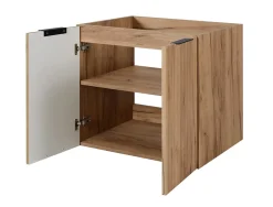 Furnidea Meuble suspendu sous lavabo avec 2 portes FLOW CHÊNE 60 cm* Meuble Sous Lavabo
