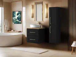 Furnidea Meuble suspendu sous lavabo CLASSIC noir 60 cm
