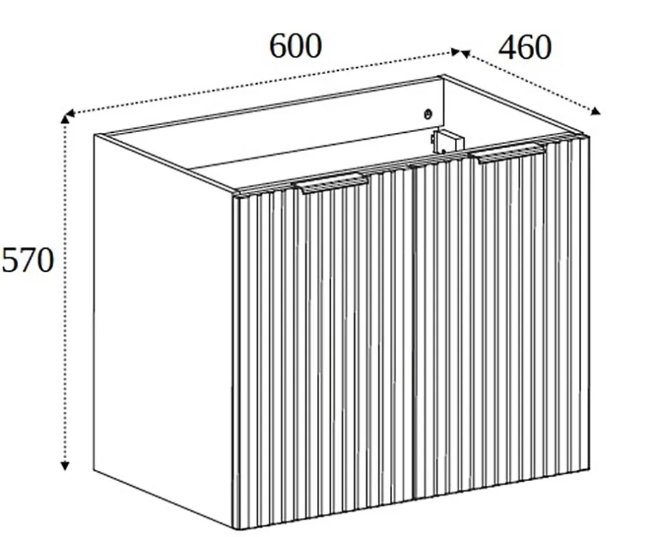 Furnidea Meuble suspendu sous lavabo avec 2 portes FLOW NOIR 60 cm* Meuble Sous Lavabo