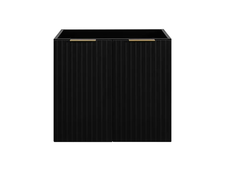Furnidea Meuble suspendu sous lavabo avec 2 portes FLOW NOIR 60 cm* Meuble Sous Lavabo