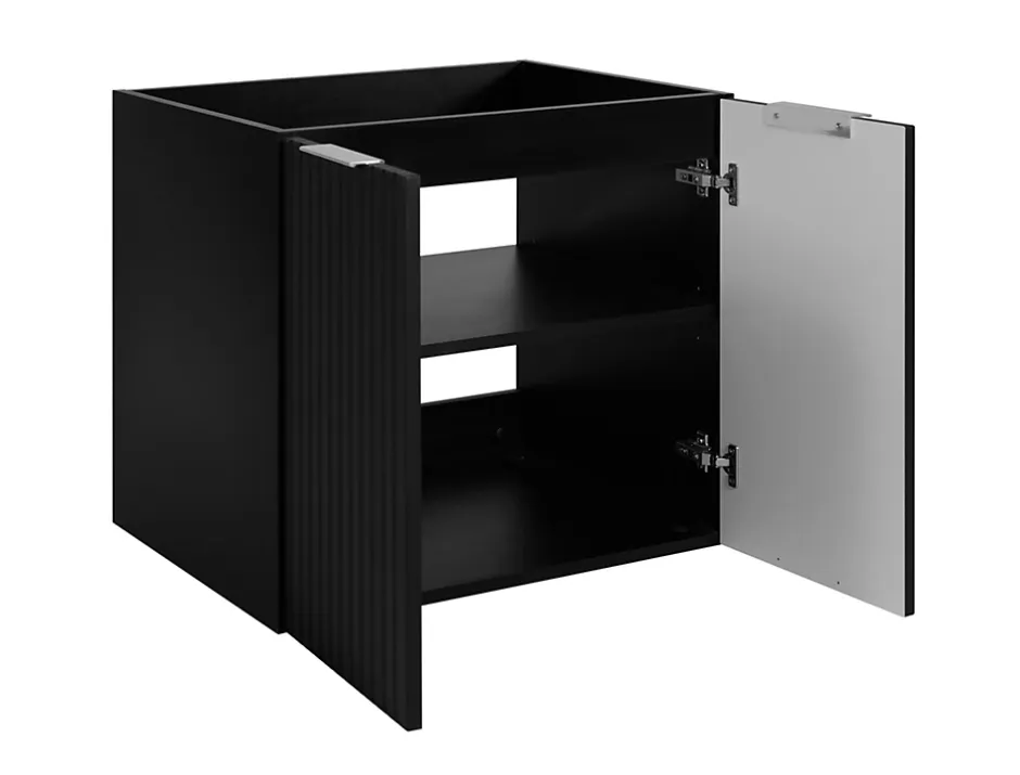 Furnidea Meuble suspendu sous lavabo avec 2 portes FLOW NOIR 60 cm* Meuble Sous Lavabo