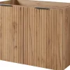 Furnidea Meuble suspendu sous lavabo avec 2 portes FLOW CHÊNE 80 cm