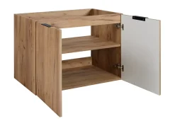 Furnidea Meuble suspendu sous lavabo avec 2 portes FLOW CHÊNE 80 cm