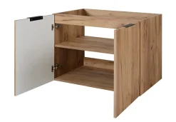 Furnidea Meuble suspendu sous lavabo avec 2 portes FLOW CHÊNE 80 cm