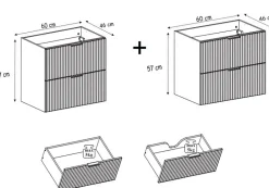 Furnidea Meuble suspendu sous lavabo FLOW chêne 120 cm