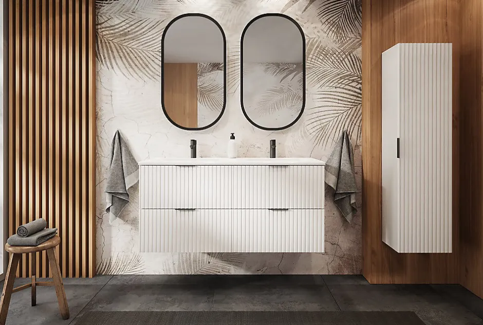 Furnidea Meuble suspendu sous lavabo FLOW blanc 120 cm