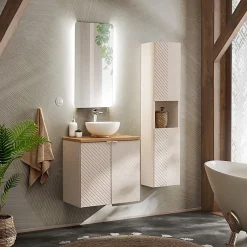 Furnidea Meuble suspendu sous vasque avec 2 portes VIVA CACHEMIRE 60 cm