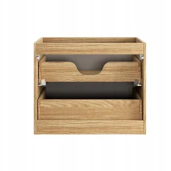 Furnidea Meuble suspendu sous vasque OCEAN chêne et beige 60 cm - 2 tiroirs façades 3D