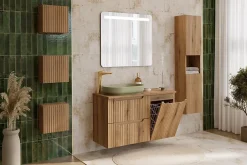 Furnidea Meuble suspendu sous vasque 80 cm à tiroirs NOVA chêne Coast Evoke* Meuble Sous-Vasque