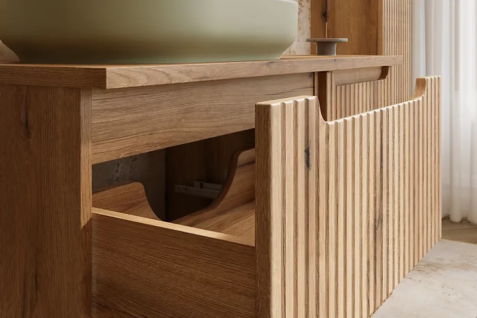 Furnidea Meuble suspendu sous vasque 80 cm à tiroirs NOVA chêne Coast Evoke* Meuble Sous-Vasque