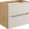 Furnidea Meuble suspendu sous vasque OCEAN chêne et beige 70 cm - 2 tiroirs façades 3D