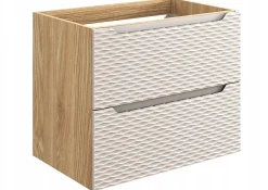 Furnidea Meuble suspendu sous vasque OCEAN chêne et beige 70 cm - 2 tiroirs façades 3D