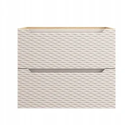 Furnidea Meuble suspendu sous vasque OCEAN chêne et beige 70 cm - 2 tiroirs façades 3D