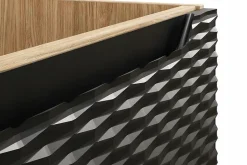 Furnidea Meuble suspendu sous vasque OCEAN chêne et noir 70 cm - 2 tiroirs façades 3D* Meuble Sous Lavabo
