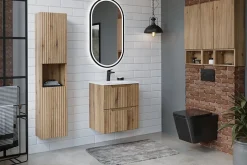 Furnidea Meuble suspendu sous vasque 50 cm à tiroirs NOVA chêne Coast Evoke