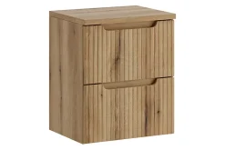 Furnidea Meuble suspendu sous vasque 50 cm avec plan et 2 tiroirs NOVA chêne Coast Evoke