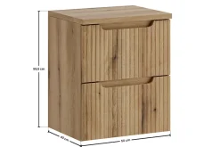 Furnidea Meuble suspendu sous vasque 50 cm avec plan et 2 tiroirs NOVA chêne Coast Evoke