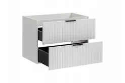 Furnidea Meuble suspendu sous vasque avec panier à linge ADEL BLANC 160 cm