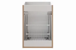 Furnidea Meuble suspendu sous vasque avec panier à linge ADEL BLANC 160 cm