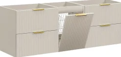 Furnidea Meuble suspendu sous vasque avec panier à linge ADEL CACHEMIRE 160 cm