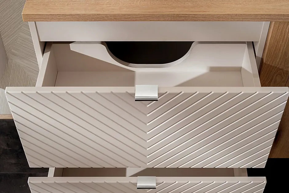 Furnidea Meuble suspendu sous vasque avec 2 tiroirs VIVA CACHEMIRE 60 cm