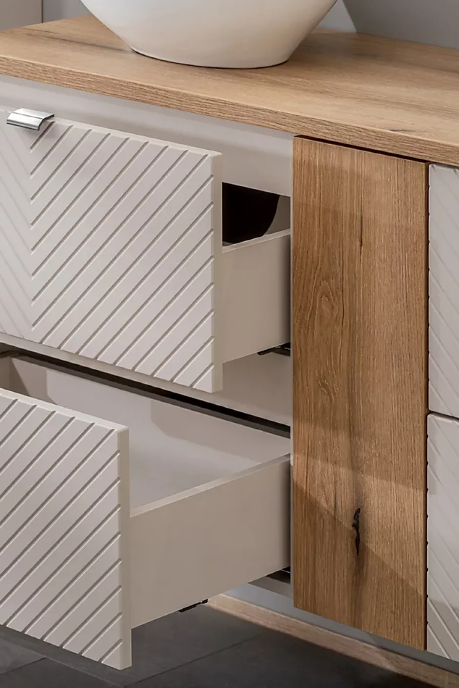Furnidea Meuble suspendu sous vasque avec 2 tiroirs VIVA CACHEMIRE 60 cm