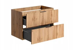Furnidea Meuble suspendu sous vasque avec panier à linge ADEL CHÊNE 120 cm