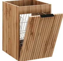 Furnidea Meuble suspendu sous vasque avec panier à linge ADEL CHÊNE 120 cm
