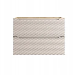 Furnidea Meuble suspendu sous vasque OCEAN chêne et beige 80 cm - 2 tiroirs façades 3D