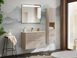Furnidea Meuble suspendu sous vasque avec 2 tiroirs VIVA CACHEMIRE 80 cm