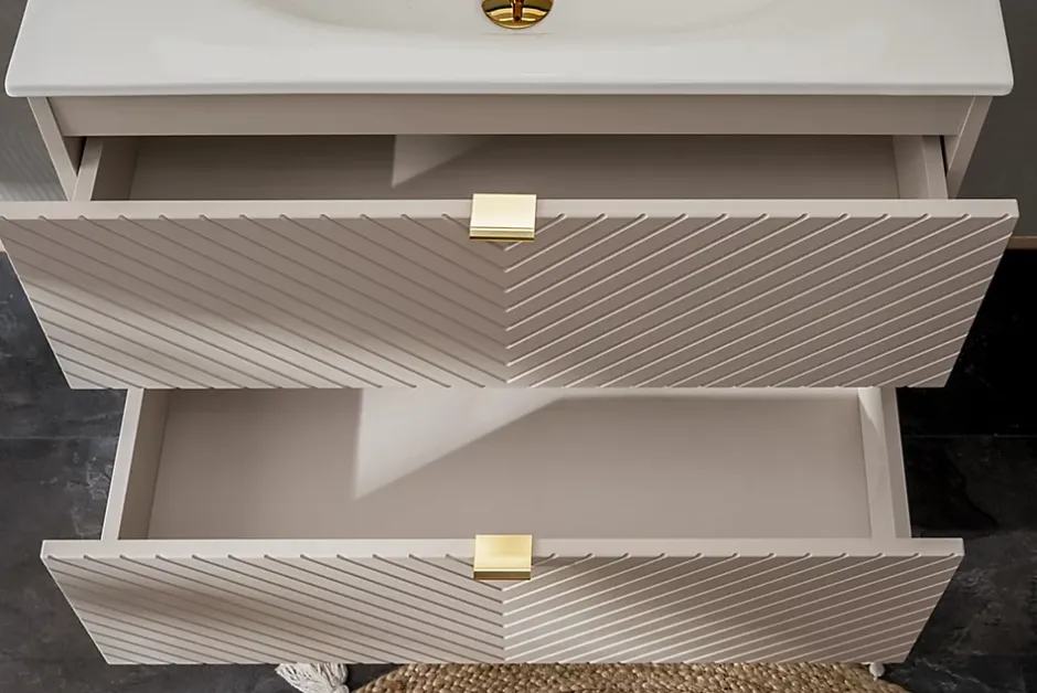Furnidea Meuble suspendu sous vasque avec 2 tiroirs VIVA CACHEMIRE 80 cm