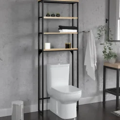 IDMarket Meuble étagère dessus WC 4 étagères DETROIT design industriel