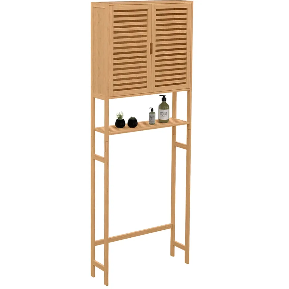 IDMarket Meuble étagère dessus WC placard bambou BEA* Meuble Wc|Meuble De Salle De Bains Faible Profondeur