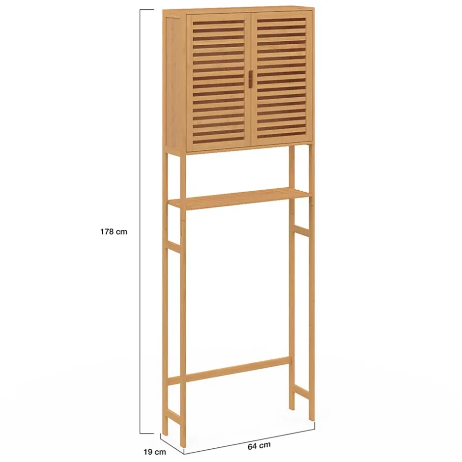 IDMarket Meuble étagère dessus WC placard bambou BEA* Meuble Wc|Meuble De Salle De Bains Faible Profondeur