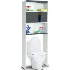 Ose Meuble étagère WC 2 portes effet bois