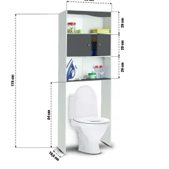 Ose Meuble étagère WC 2 portes effet bois