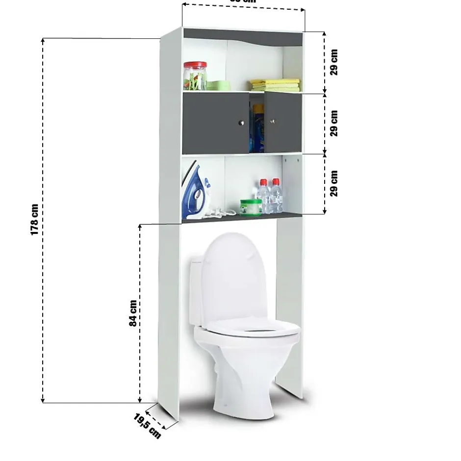 Ose Meuble étagère WC 2 portes effet bois