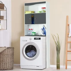 Ose Meuble étagère WC 2 portes effet bois