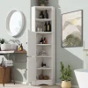 ProximaX Meuble triangulaire salle de bain blanc laqué, 2 étagères ouvertes, 2 portes avec séparateurs réglables, design simple* Meuble Wc