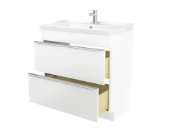GoodHome Meuble vasque à poser blanc l.80 cm Imandra + plan vasque blanc céramique Lana,* Meuble Vasque