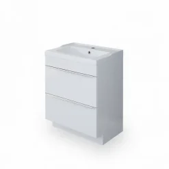 GoodHome Meuble vasque à poser blanc l.60 cm Imandra + plan vasque blanc céramique Lana,
