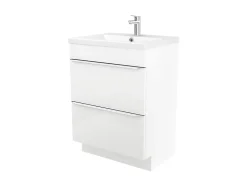 GoodHome Meuble vasque à poser blanc l.60 cm Imandra + plan vasque blanc céramique Nira,