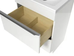 GoodHome Meuble vasque à poser blanc l.60 cm Imandra + plan vasque blanc céramique Nira,