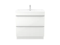 GoodHome Meuble vasque à poser blanc l.80 cm Imandra + plan vasque blanc céramique Nira,