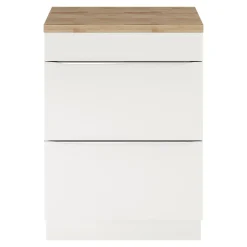 GoodHome Meuble vasque à poser blanc brillant l.60 cm Imandra + plan de toilette chêne massif Hartland,* Meuble Vasque|Meuble Buanderie