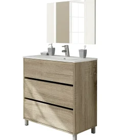 Pegane Meuble Vasque avec miroir coloris Cambrian - Hauteur 90 x Longueur 81.5 x Profondeur 46.5 cm* Meuble Sous-Vasque
