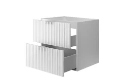 3xE Living Meuble vasque, Blanc, 60 x 57 x 46 cm, poignée argentée, sans plateau* Lave-Mains