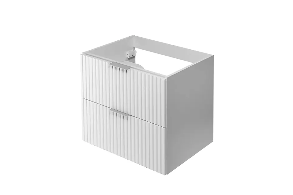 3xE Living Meuble vasque, Blanc, 60 x 57 x 46 cm, poignée argentée, sans plateau* Lave-Mains