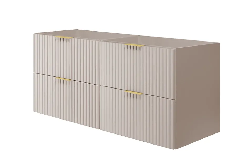 3xE Living Meuble vasque, Cachemire, 120 (2 x 60) x 57 x 46 cm, poignée dorée, sans plateau