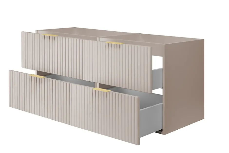 3xE Living Meuble vasque, Cachemire, 120 (2 x 60) x 57 x 46 cm, poignée dorée, sans plateau